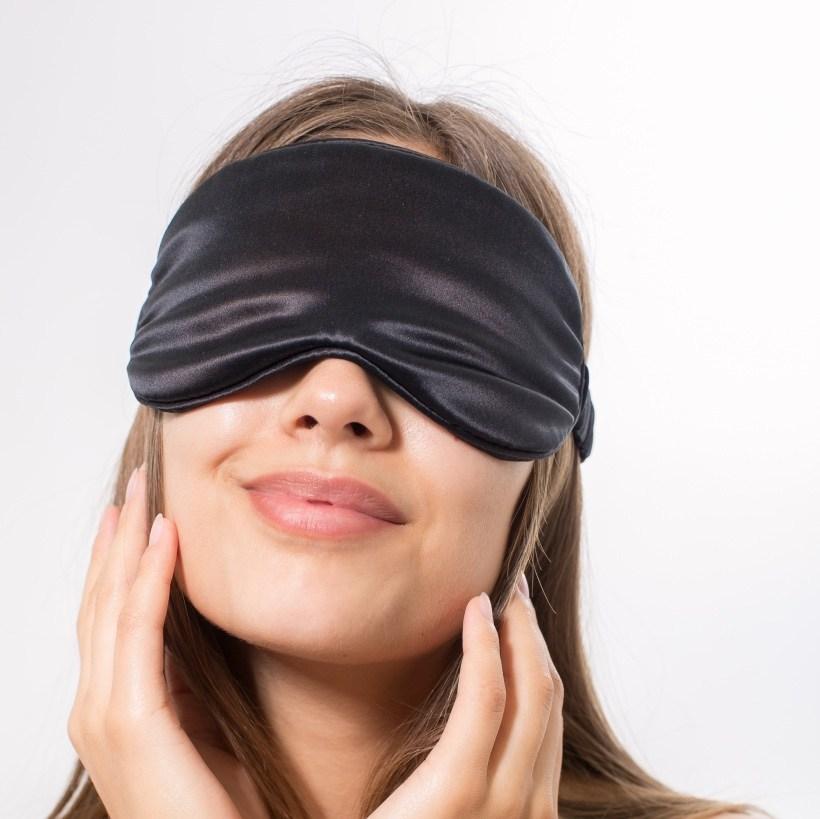 Anti-Aging 1 22 Momme Pure Mulberry Silk Sleep Mask Filled with 100 Mulberry Silk Black silkdelux.com 1612762989